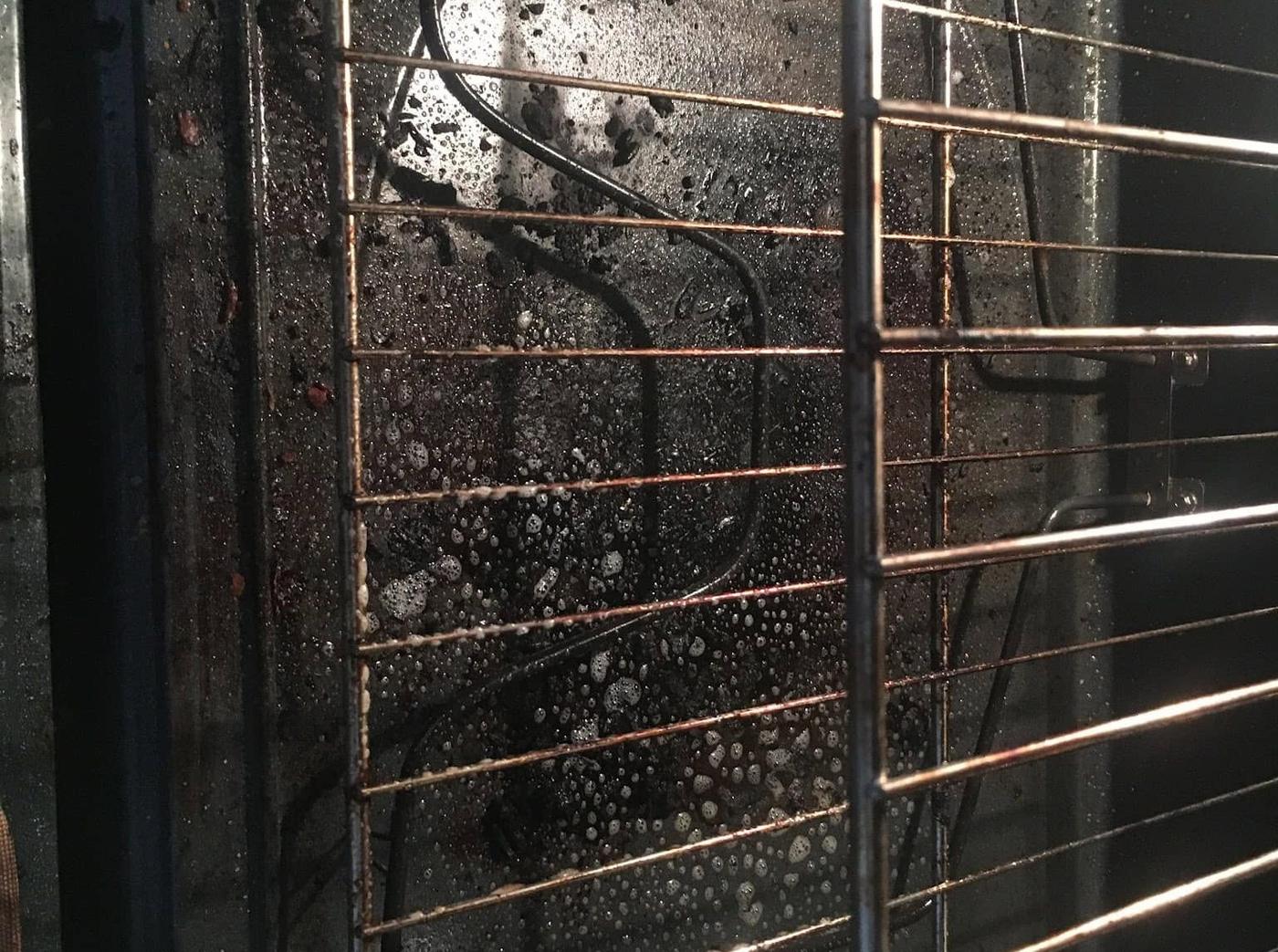 Oven interior and racks, before we cleaned it